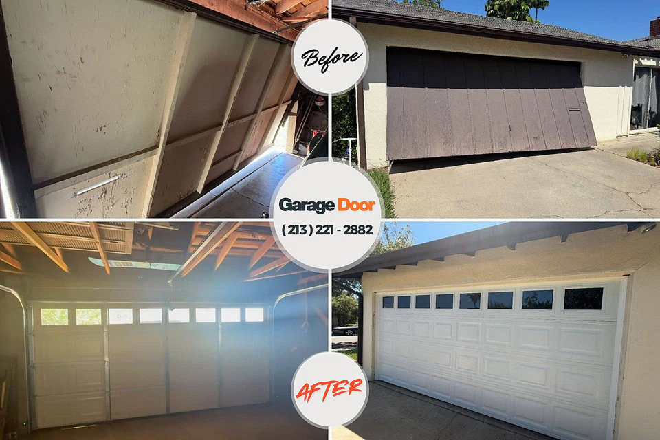 Before and after: garage door repair Gray, GA
